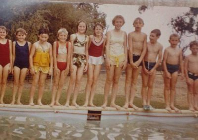 Local children playing in the McDowell's swimming pool at 'Talbots'