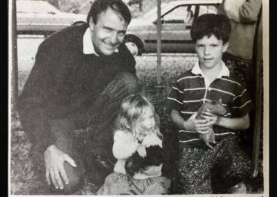 Tiffany and Andrew Miegel and their guinea pigs and their father Darryl appearing in the Naracoorte Herald in 1993