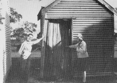 The Avenue Range post office and telephone exchange build by settlers, with Mary Smith and Hilda Thomson