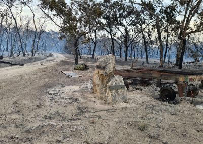 The Patanga entrance after the Blackford-Avenue Range bushfire passed through on 11 January 2021