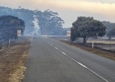 Heading into Avenue on 11 January 2021 after the bushfire passed through.